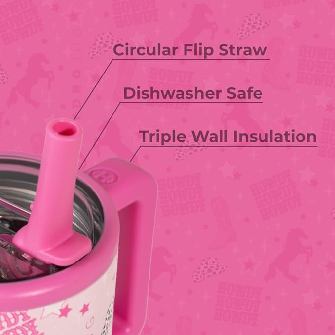 HydroJug Kids - 20 oz Insulated Kids Water Bottle with Flip Straw & Handle | Leak-Proof & Durable | Perfect for School, Sports, Lunch, Travel & Camp, Cowgirl