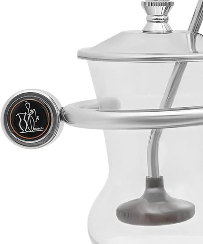 Belgian Balance Siphon Coffee Maker, Vintage Syphon Coffee Machines Vacuum Brewing System, Gold Royal Family Coffee Makers with handle for Home, Café shop (400ml/13.53oz) (Silver)
