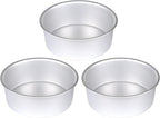 HomeMall 6 x 3 Inch Round Cake Pan Set of 3, Aluminum Baking Pans for Layer Cakes, Birthday Anniversary, Heavy Duty Non-Stick & Oven Safe, Commercial Grade Baking Tools for Home Kitchen