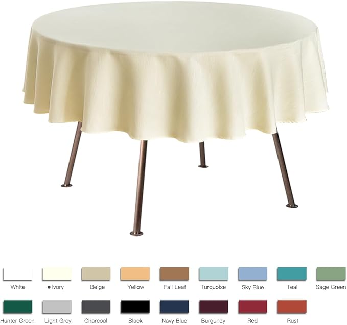 maxmill Jacquard Round Table Cloth Swirl Pattern Waterproof Antiwrinkle Heavy Weight Soft Tablecloths for Circular Table Cover and Kitchen Dinning Tabletop Decoration Round 70 Inch Ivory