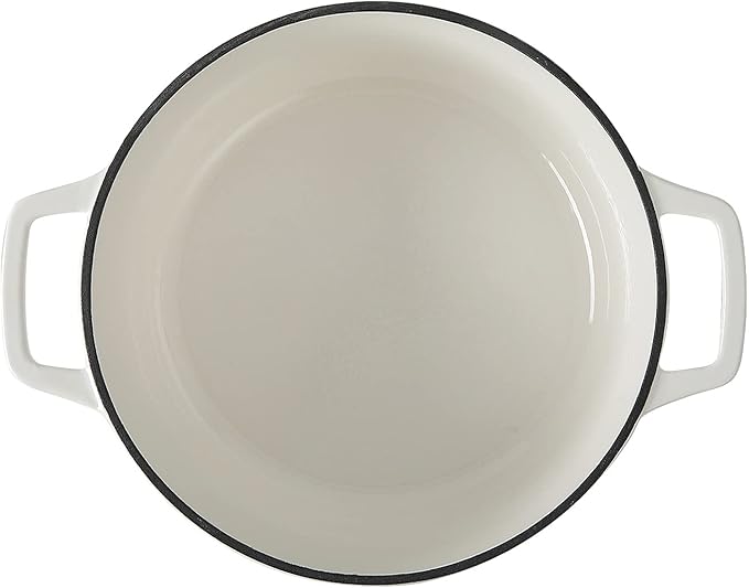 Enameled Cast Iron Dutch Oven Pot With Lid, Dutch Oven for Sourdough Bread Baking Round Pot Dule Handle, 7.5 Quart, White