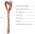 Copper Demitasse Espresso Spoons, 5.5'' Mini Coffee Spoons, Set of 6, Dishwasher Safe