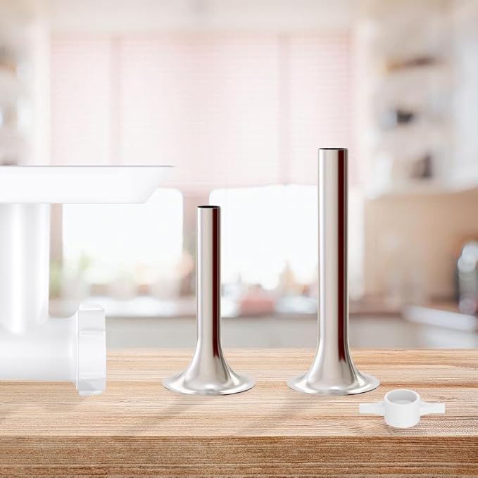 Gvode Sausage Stuffer Attachment for KitchenAid Stand Mixer Food Grinder Attachment(FGA), plus 1 Retainer Ring, Stainless Sausage Stuffer Kit