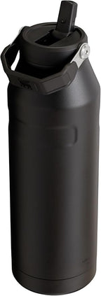 Stanley IceFlow Flip Straw 2.0 Water Bottle 50 OZ | Built-In Straw with Larger Opening | Lightweight & Leak-Resistant | Insulated Stainless Steel | BPA-Free | Black 2.0