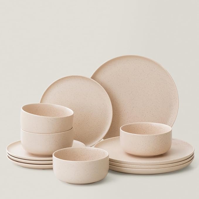 WENSHUO Dinner Plates Set of 6, Chip and Scratch Resistant (Oat Beige, 8.5 Inch)