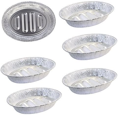 12 Count Disposable Turkey Roasting Aluminum Pans | Extra Large Heavy-Duty Foil Container| Deep, Oval Shape for Meat, Chicken, Roasts, Ribs, Cooking | Recyclable