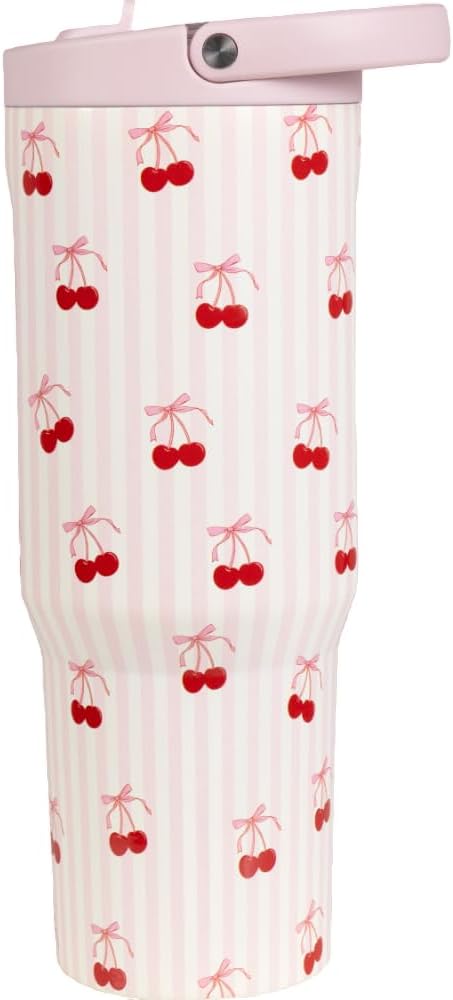 HydroJug Sport - Stainless Steel Tumbler with Straw, Vacuum Insulated, 32oz Leakproof Water Bottle, Ergonomic Design, Reusable, Dishwasher Safe, Rubber Base, Durable for Gym or Outdoors, Sweet Cherry