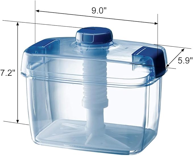 Instant Pickle Maker Vegetable Press Tsukemono Container Rectangle Made in Japan BPA Free (Blue 3.0L)