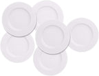 6pcs Dinner Dessert Plate 10.5inch White Porcelain Salad Plates with Round Flat Design