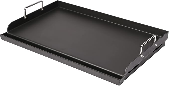 Utheer 25" x 16" Pre-Seasoned Nonstick Cast Iron Griddle for Gas & Charcoal Grills – Universal Flat Top with Grease Groove, Reinforced Ridges & High Sidewalls, Great for Parties, Camping & Tailgating