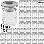 VERONES Mason Jars 4 OZ, Canning Jars With Regular Lids, Ideal for Jam, Honey, Wedding Favors, Shower Favors, DIY Spice Jars, 40 PACK