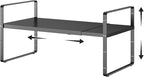 16.5-27’’L Expandable Kitchen Shelf Organizer, Stackable Shelves Organizer, Adjustable Height Pantry Spice Rack for Cabinet, Countertop, Pantry and Cupboard, Black