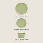 Gibson Home Fairhope 12 Piece Melamine Dinnerware Set - Matte Green