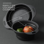 Collapsible Colander | 2-Pack Black Collapsible Strainer for Pasta, Fruits, & Vegetables | Compact Silicone Strainer Ideal for Straining all Sorts of Foods | Strainer for Everyday Use Medium