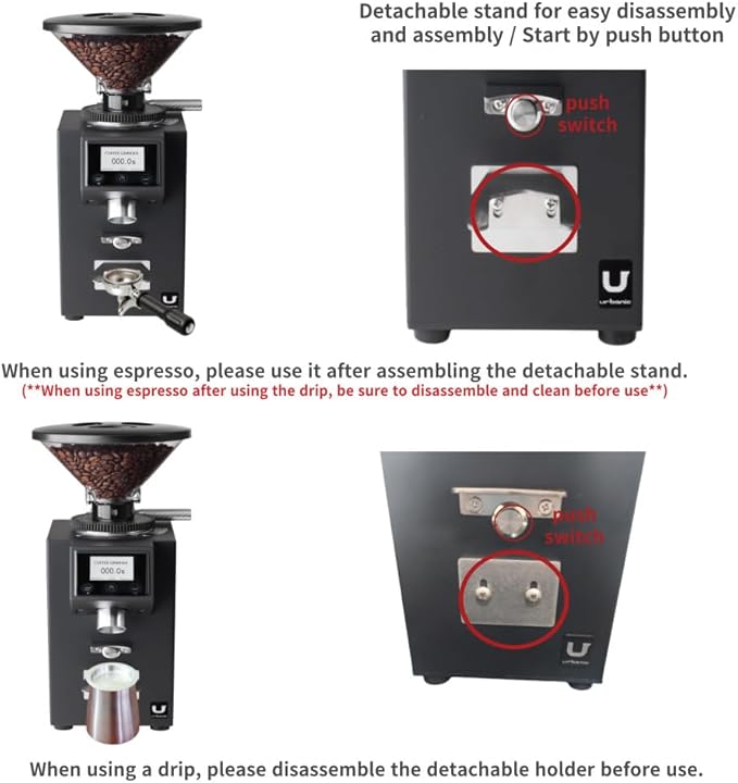 Urbanic 090 Electric Coffee Grinder (110~220v) / straight Titanium burr 60mm / (black) / (Made in Korea), 125*125*39(mm)