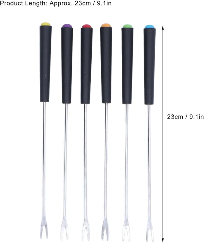 Fdit 6 Pcs Stainless Steel Fondue Forks, Long Forks Cheese Fondue Forks for Chocolate Fountain Cheese Fondue Roast