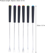 6PCS Stainless Steel Fondue Forks, Fondue Sticks, Smore Sticks with Heatproof Handle for Chocolate Fountain Cheese Roast Marshmallows Dessert Fruits