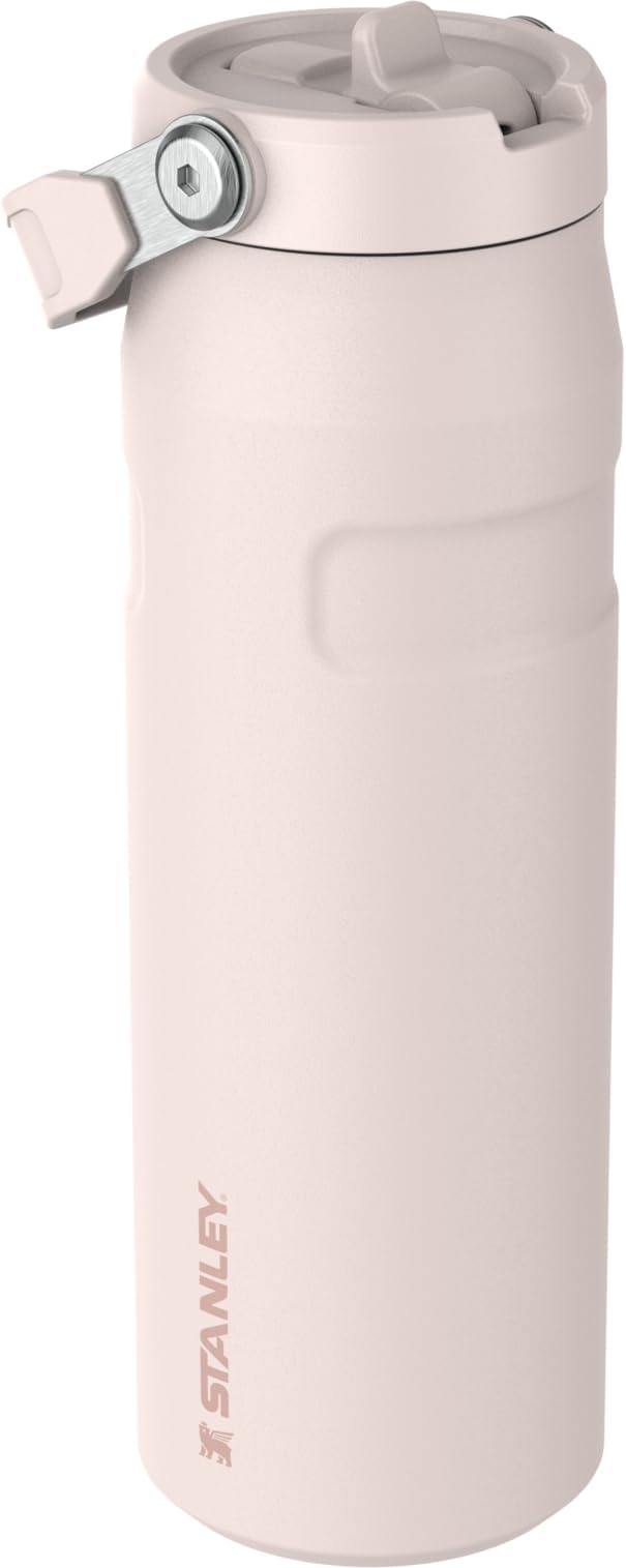Stanley IceFlow Flip Straw 2.0 Water Bottle 24 oz | Built-In Straw with Larger Opening | Lightweight and Leak Resistant | Insulated Stainless Steel | BPA-Free | Rose Quartz