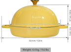 Cast Iron Bread Oven With Cloche Lid for Baking - Yellow Enameled Dutch Oven With Dome Lid for Sourdough - 5 qt