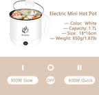Drizzle Electric Cooker 1.7L - Mini Skillet Non-Stick Coating - Stir Fry Food Maker 110V Portable Cookerware Dorm Cooking - for Personal Ramen Boiling Steak Egg Oatmeal Soup Shabu Shabu Pot Simmer Pot