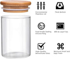 Glass Jars with Bamboo Wooden Airtight Lids 6oz 10oz Spice Jars Food Storage Containers for Home Kitchen, Tea, Salt, Pepper, Spices, Coffee, Herbs, Grains (10 OZ, 6 PCS)