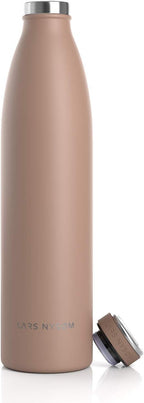 LARS NYSØM Stainless Steel Insulated Water Bottle 12oz 17oz 25oz 34oz 51oz | Insulated Thermo Flask for Hot and Cold Beverages | Leakproof Drinking Bottle (Mocha Brown, 1000ml)