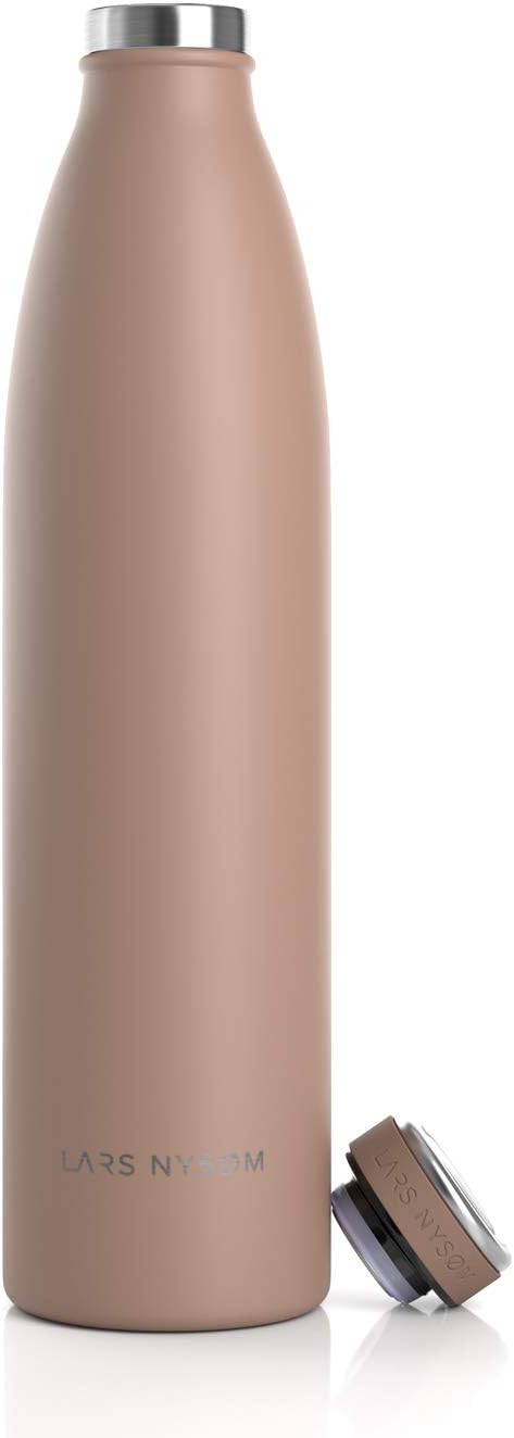 LARS NYSØM Stainless Steel Insulated Water Bottle 12oz 17oz 25oz 34oz 51oz | Insulated Thermo Flask for Hot and Cold Beverages | Leakproof Drinking Bottle (Mocha Brown, 1000ml)