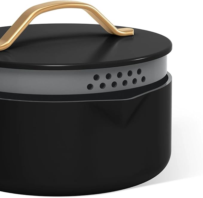 Beautiful 12pc Ceramic Non-Stick Cookware Set by Drew Barrymore, Pots & Pans with Lids, Dishwasher‑Safe,Soft‑Touch Handles, Even‑Heat Base.