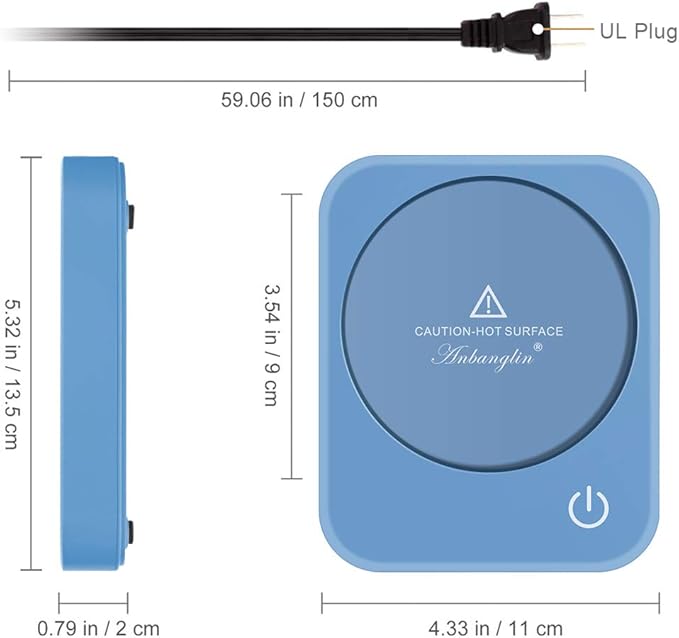 Coffee Mug Warmer, Smart Desk Cup Warmer with 3 Temperature Control & Auto Shut Off, Electric Heating for Candle, Milk, Tea, Beverage (Sky Blue)