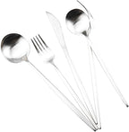 Gugrida Silver Flatware, Royal 20 Piece Luxury Matte Finish 18/10 Stainless Steel Tableware Sets for 4 Including Forks Spoons Knives, Camping Silverware Travel Utensils Set Cutlery (Silver)