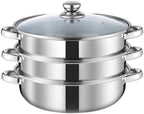 Steamer Pot for Cooking 11 inch, Steamer Pots 3-tier Multipurpose Stainless Steel Steam Pot Cookware with Handle for Vegetable