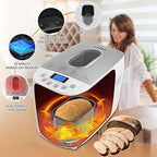 Davivy Bread Maker Machine 3.3LB Dough Maker,15-in-1 Automatic Bread Machine Maker with Nonstick Bowl, Jam& Yogurt, 3 Loaf Sizes and 3 crust settings,15-H Delay Timer（850W,Silver,3.3LB）