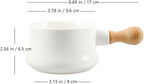 DOITOOL Butter Warmer, 380ml Enamel Milk Pot for Stove Top, Small Sauce Pan with Wooden Handle, Butter Melting Pot Milk Pan, Small Soup for Home Kitchen Cooking Heating Boiling