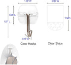 32 Clear Small Wall Hooks with 40 Removable Strips, Wire Toggle Hooks for Walls no Damage, Utility Hooks Heavy Duty with Adhesive Strips for Hanging, No Tools, Value Pack