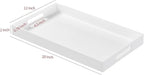 Glossy White Acrylic Serving Tray with Handles-Lucite Tray for Ottoman,Coffee Table, Breakfast, Tea, Food, Butler - Decorative Tray (12x20 Inch, White)
