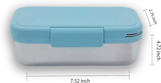 Stainless Steel Bento Box for Adults - Leakproof Microwave Safe Lunch Box for Work, Meal Prep and On the Go with Utensils & Bag (Blue)