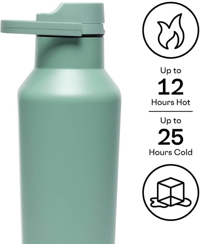 Corkcicle Classic Sport Canteen Insulated Water Bottle - Keeps Beverages Cold 25 Hours - Triple Insulated - Summer Drinkware Gift - Keeps Drinks Ice Cold - Leak-Proof Cap - 20 oz - Thyme
