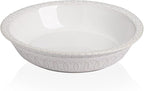 Sweejar Ceramic Pie Pan for Baking,Round Baking Dish Pan for Dinner 10 Inches, Pie Dish Non-Stick Pie Plate for Quiche,Tart，Cake,Pumpkin Pie, Pot Pies (White)