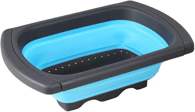 CdyBox New Version 11Pack Silicone Kitchen Strainer Collapsible Colander with Foldable Silicone Measuring Spoon Measuring Cup Kitchen Good Tools (Blue) 9.6 * 1.1