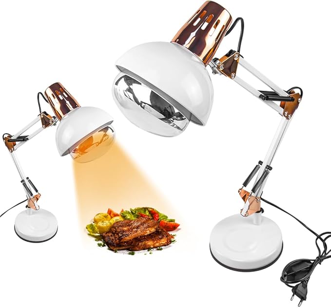 DUEBEL Heat Lamp for Food, Pretzel Warmer, Portable Catering Food Warmer for Buffet, Catering, Restaurant, Parties, Holidays and Entertaining, Concession Stand Supplies (White)