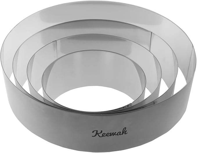 Keewah Round Mousse Cake Ring Set, 6/8/10/12 inch, 4 Piece, Stainless Steel