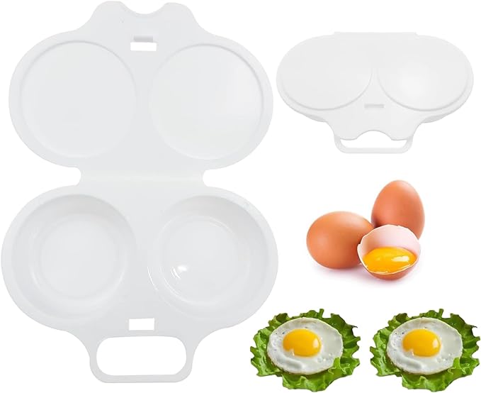 Microwave Poached Egg Cooker, 2 Cavity Nonstick With Lid