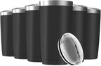 6 Pack 20oz Tumbler Vacuum Insulated Travel Mug with Lids, Stainless Steel Double Wall Bulk Cup for Home, Office, Outdoor Suitable for Vehicle Cup Holders(Black)