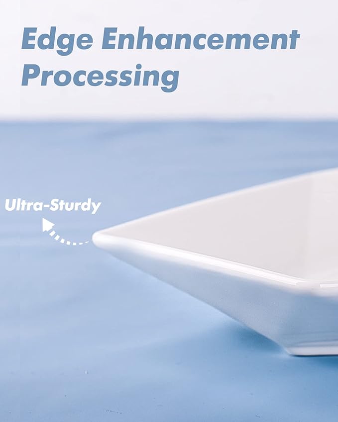 DELLING 13.7 inch Serving Platter, Geometric Serving Plates, White Porcelain Platters for Serving Food, Serving Trays for Party, Entertaining, Appetizer, Fruit, Salad, Oven Safe Dinnerware Set of 3