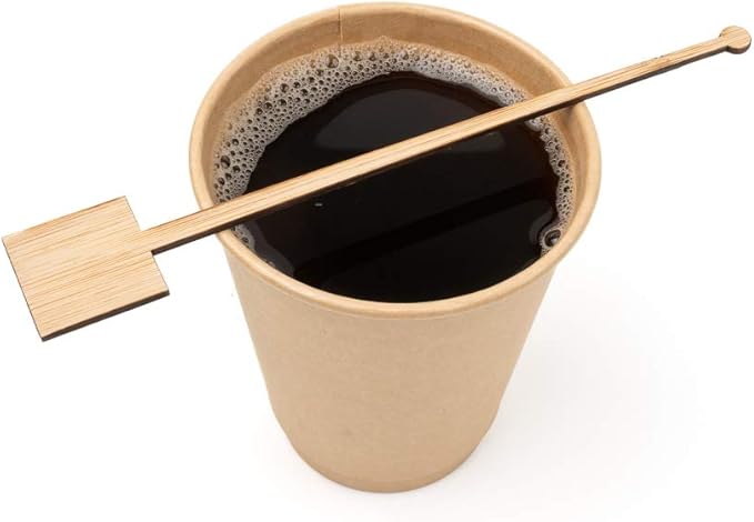 Restaurantware 7 Inch Coffee Stirrers 100 Disposable Coffee Stir Sticks - Square Top Sturdy Natural Bamboo Drink Stirrers Stirrers For Hot and Cold Beverages Break-Resistant
