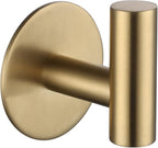 Adhesive Hooks 304 Stainless Steel Robe Hook Holder Heavy Coat Hook for Bathroom Kitchen Livingroom Garage Hotel Brushed Finish 2pcs (Brushed Gold)