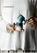 2-Oz Ceramic Espresso Cups with Wood Handle, 2/4-Piece Set for Coffee, Tea, Latte - Dishwasher Safe, Multi-Color & Wood Styles, Gift & Café Use (blue white, Wooden Handle2)