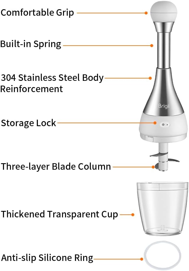 Brigii Garlic Press,Onion vegetable chopper,Food Chopper,Garlic Mincer, for Ginger, Chili, Nuts - Chop into Minced, Dishwasher Safe