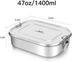 G.a HOMEFAVOR Stainless Steel Bento Lunch Box - Leak-Proof Metal Bento Box, Large Food Container with Lock Clips, Snack Container, Dishwasher Safe, 1400 ml/47 oz