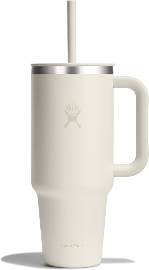 Hydro Flask 40 Oz Travel Tumbler with Handle, Lid and Straw - Insulated Stainless Steel in Ivory